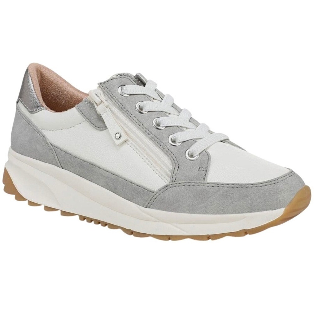 Naturalizer Jace White Grey Suede Side Zip Fashion Sneakers Womens‎ 7.5W